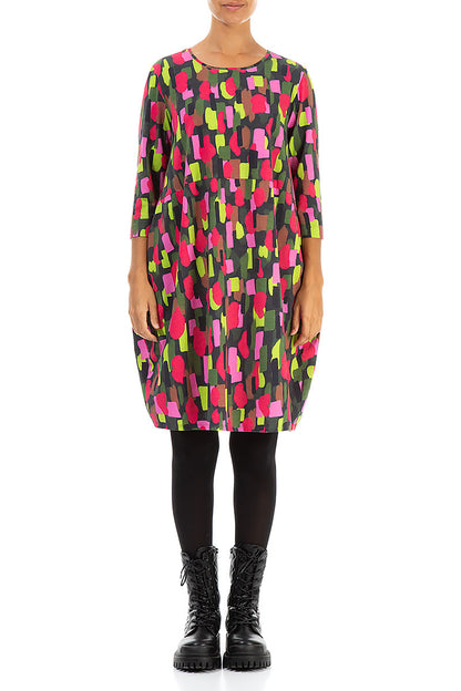 Balloon Paint Mosaic Cotton Dress 1