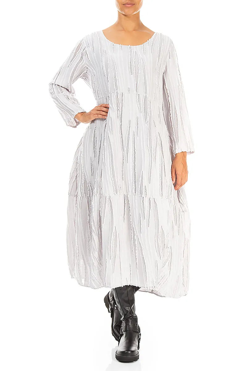 Balloon Pearl Grey Fray Weave Dress 3