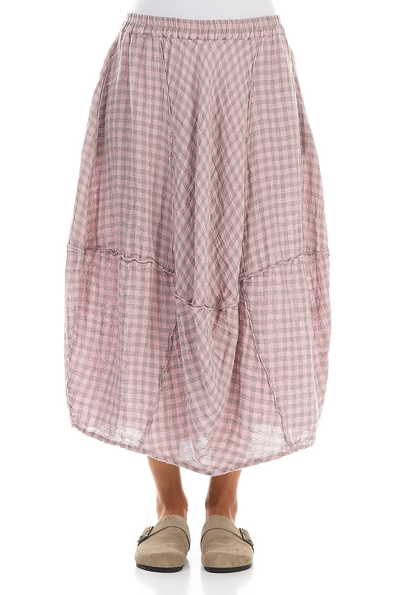 Balloon Pink Check Linen Skirt 1