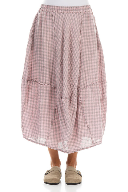 Balloon Pink Check Linen Skirt 1