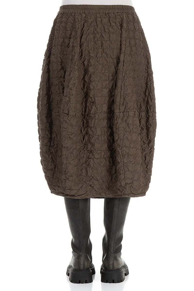 Balloon Pleated Aged Brown Silk Bamboo Skirt 2