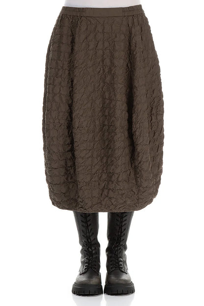 Balloon Pleated Aged Brown Silk Bamboo Skirt 1