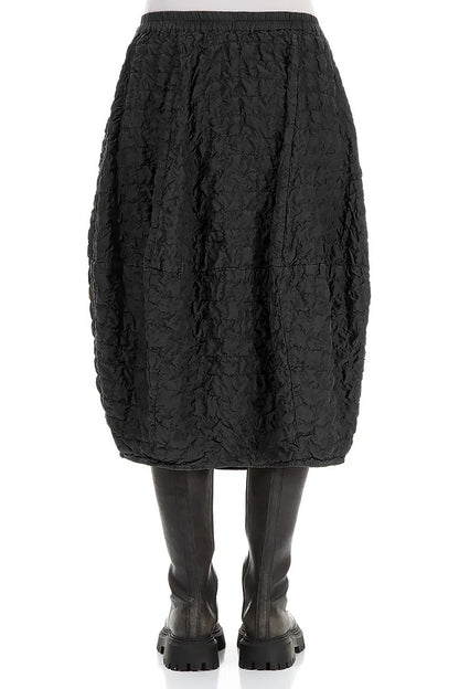 Balloon Pleated Black Silk Bamboo Skirt 2