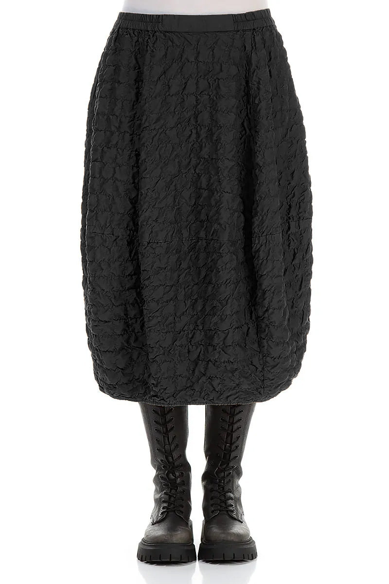 Balloon Pleated Black Silk Bamboo Skirt 1