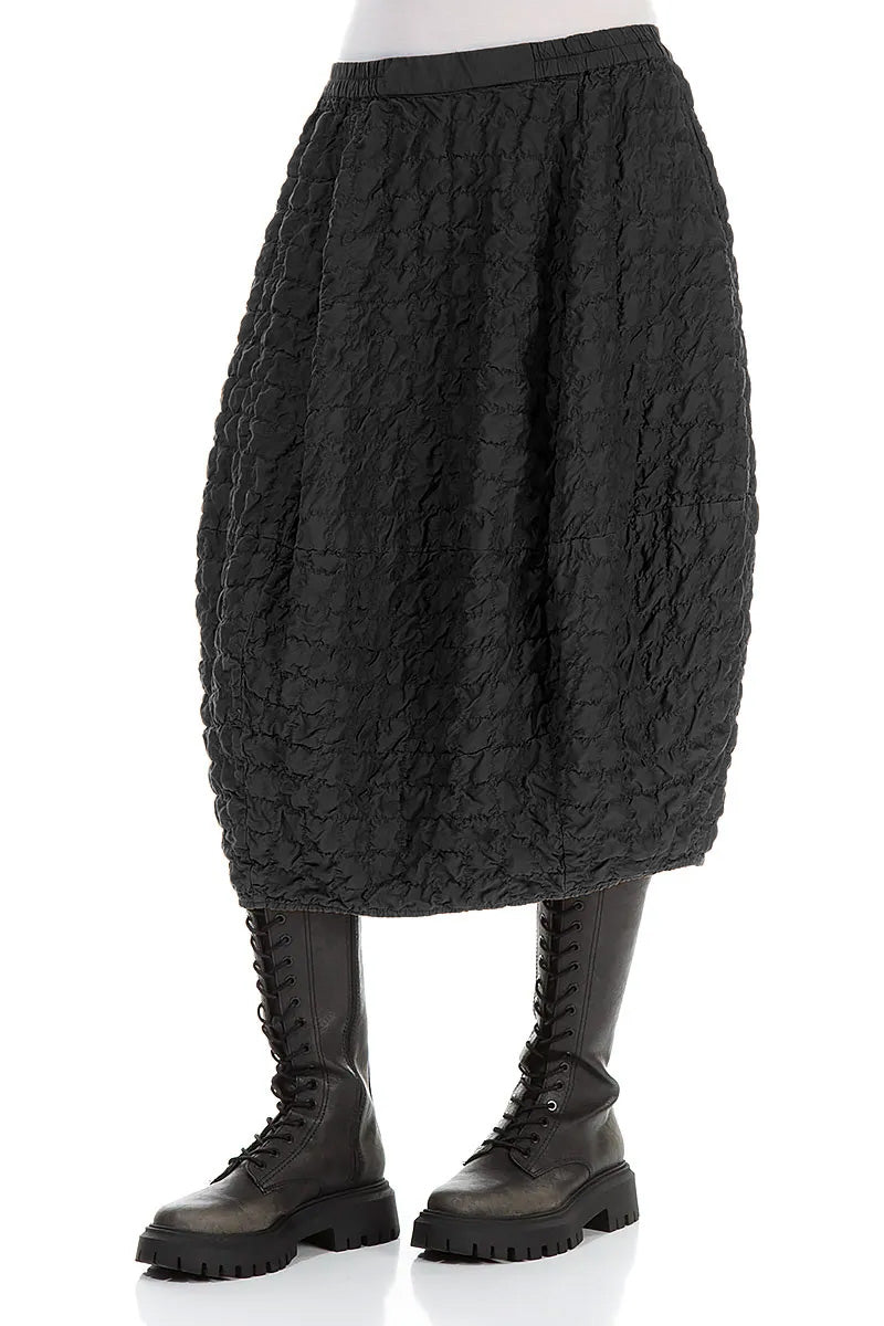 Balloon Pleated Black Silk Bamboo Skirt 3