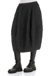 Balloon Pleated Black Silk Bamboo Skirt 3