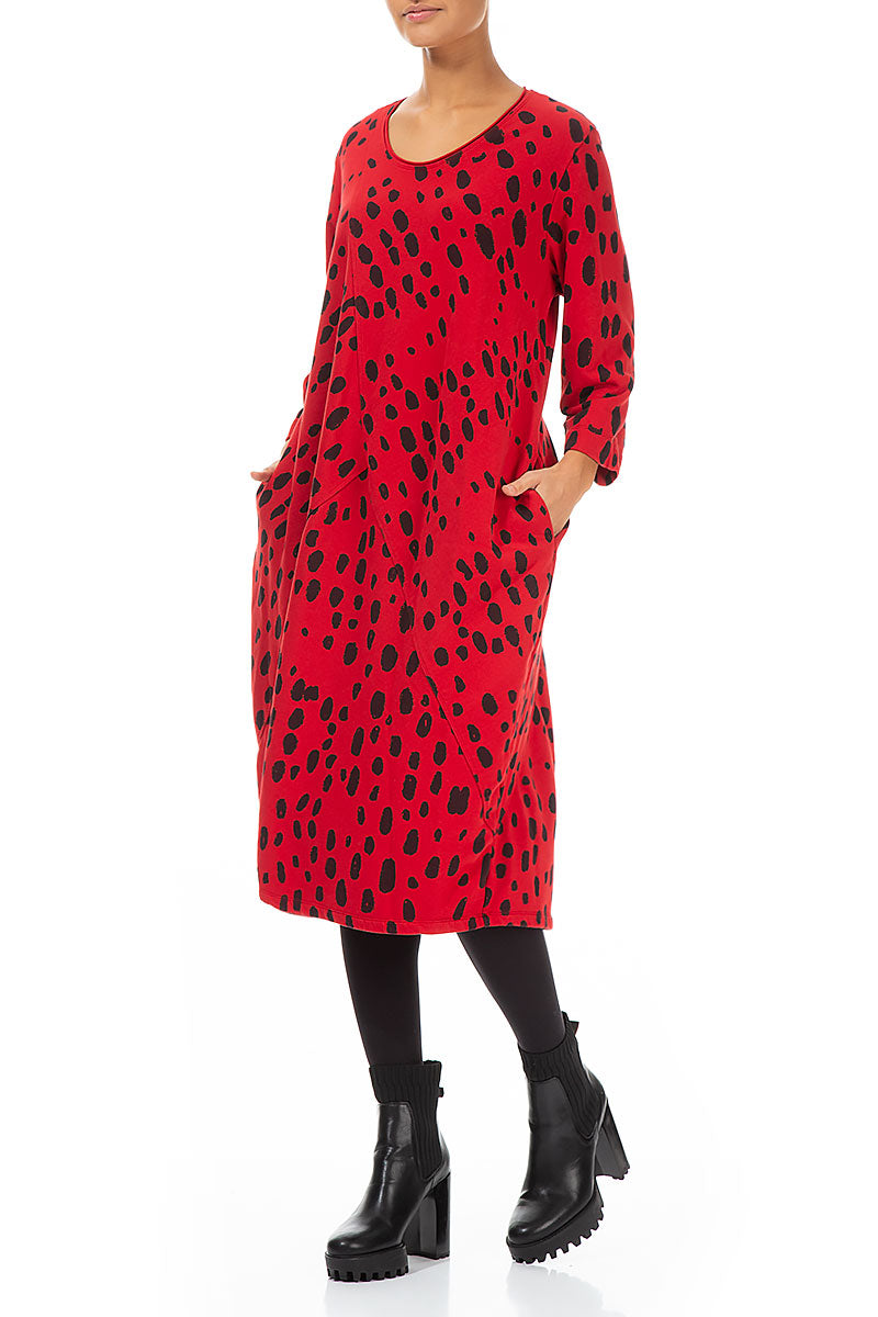Balloon Cherry Red Drops Cotton Dress 4