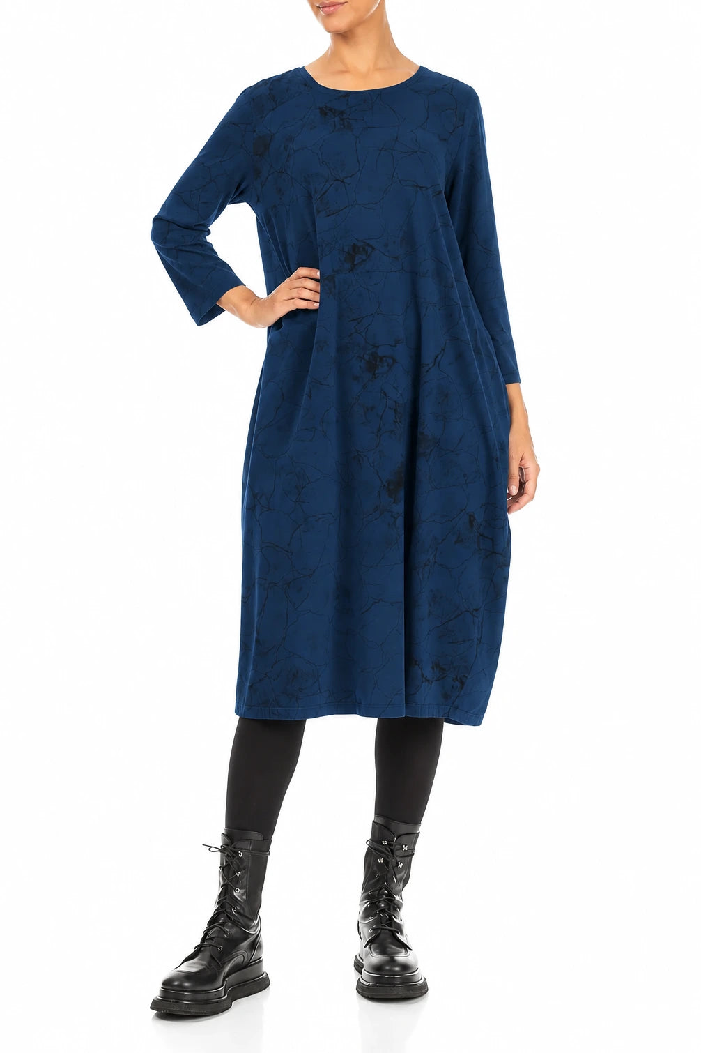 Balloon Royal Blue Marble Cotton Dress 4
