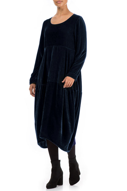 Robe ballon en velours de soie bleu royal