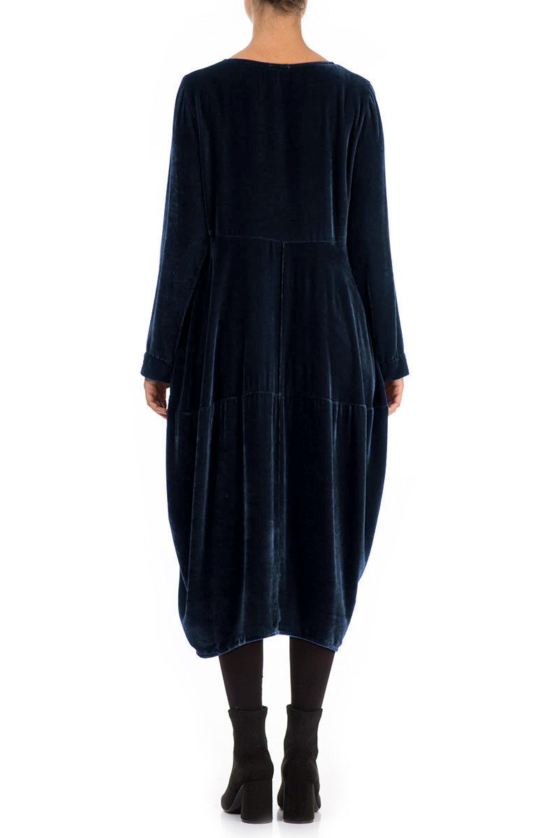 Balloon Royal Blue Silk Velvet Dress