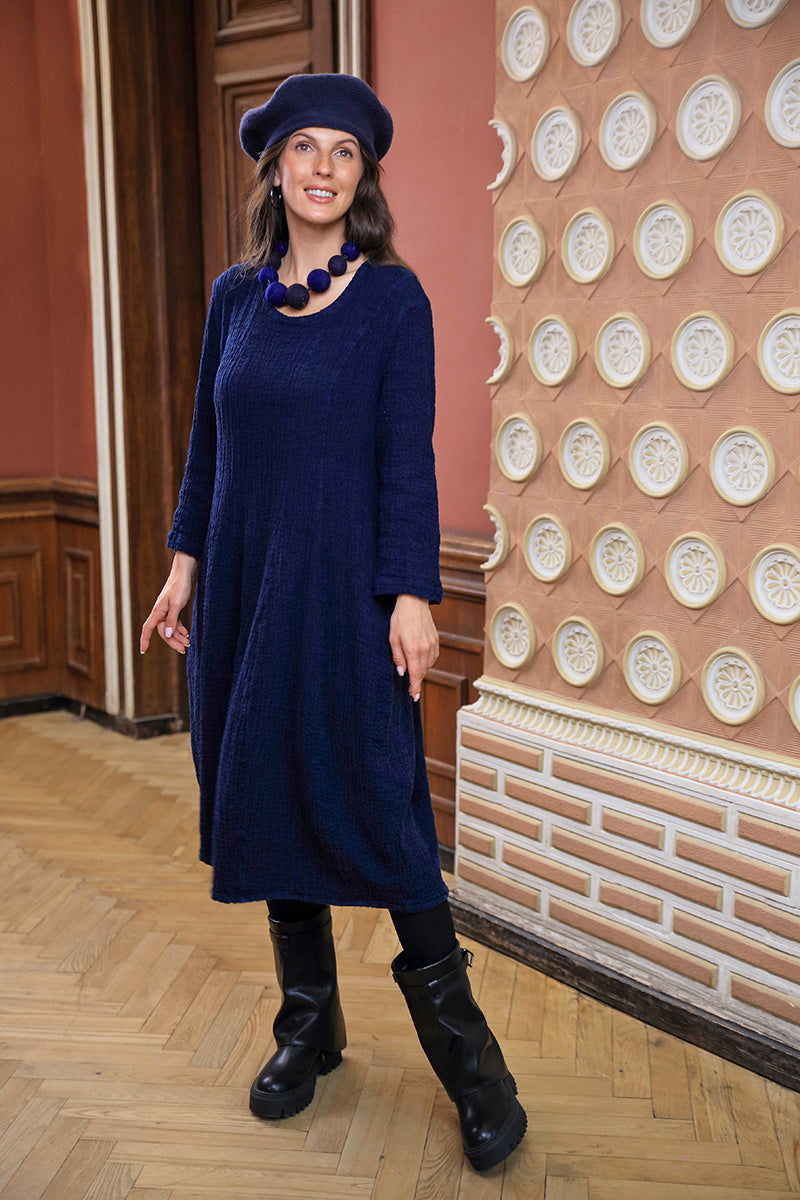 Robe en lin texturé bleu roi Balloon
