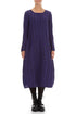 Balloon Royal Purple Checkered Linen Cotton Dress 1