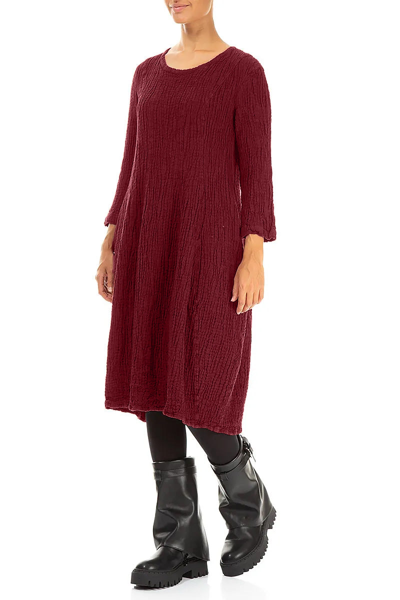 Balloon Ruby Textured Linen Dress 3