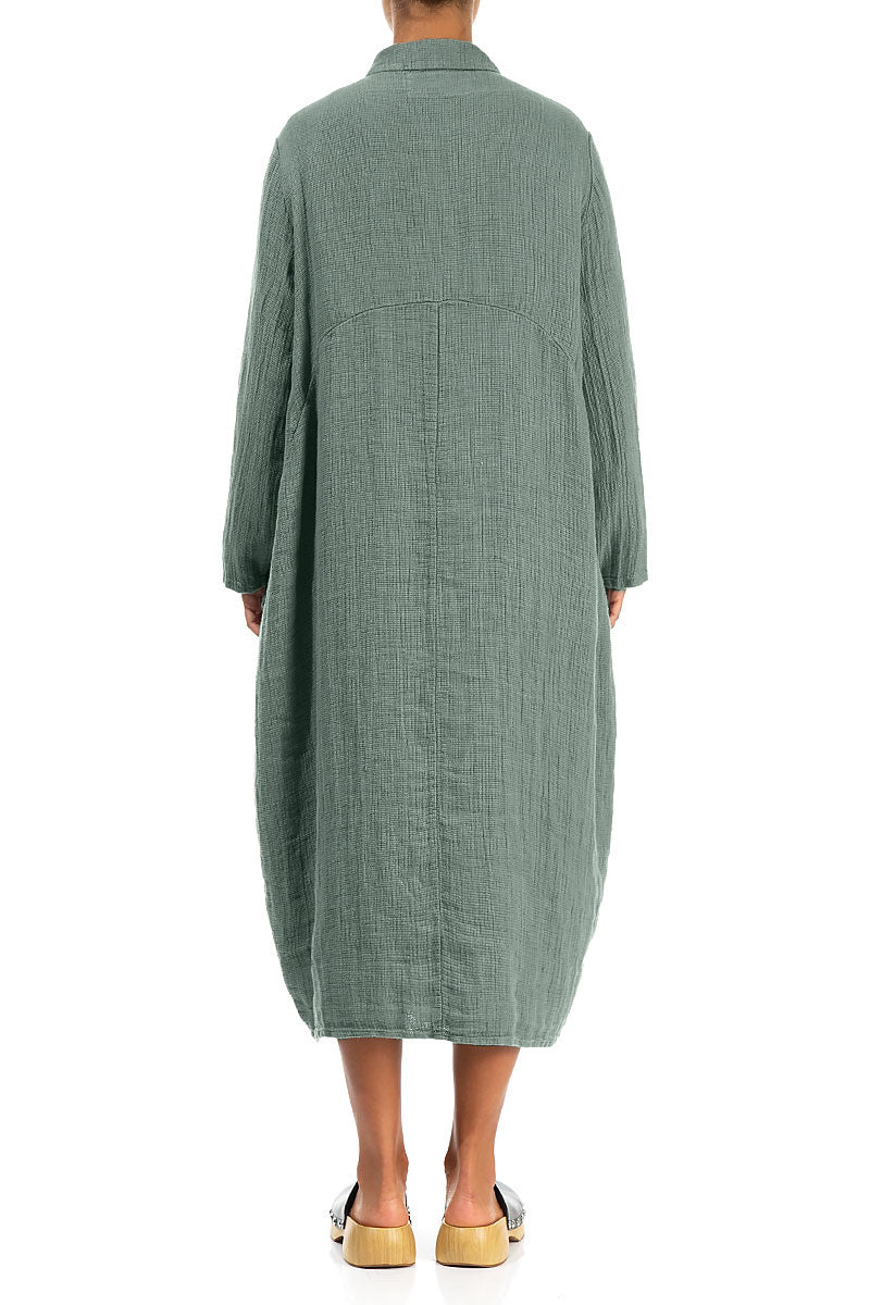 Balloon Sage Textured Linen Jacket Dress