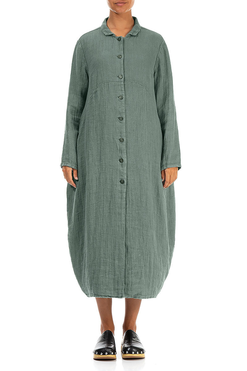Balloon Sage Textured Linen Jacket Dress