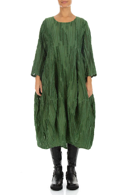 Balloon Shamrock Green Fray Weave Dress