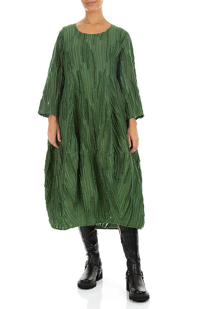 Balloon Shamrock Green Fray Weave Dress