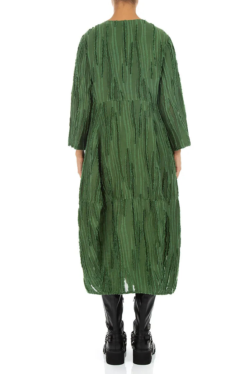 Balloon Shamrock Green Fray Weave Dress