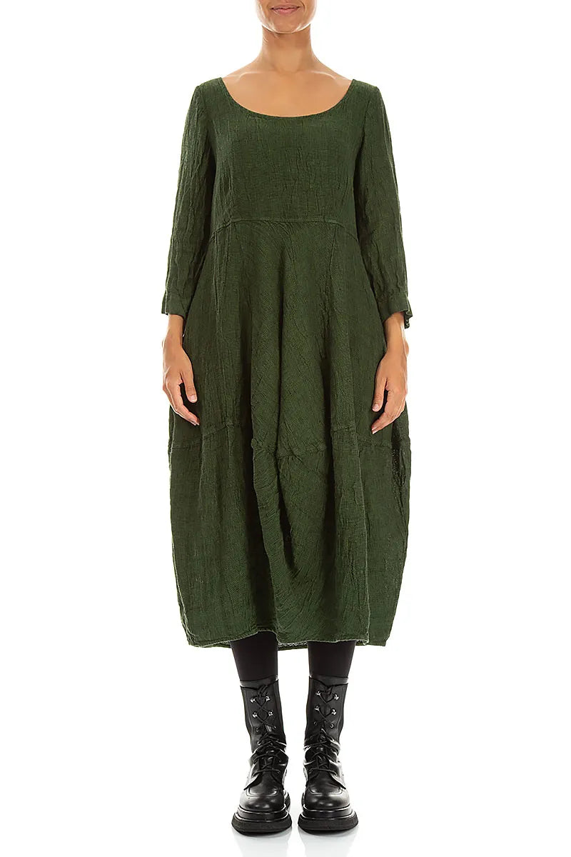 Balloon Shamrock Green Mélange Linen Dress