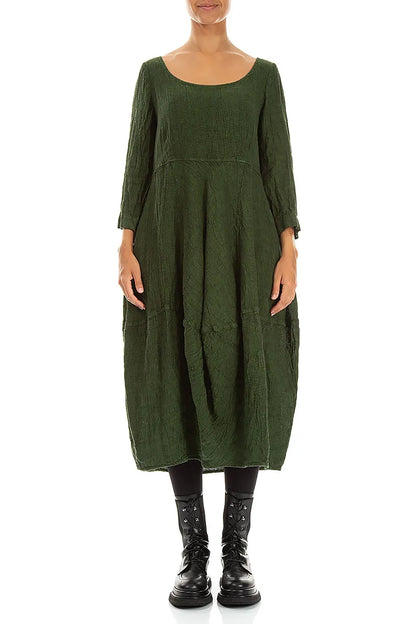 Balloon Shamrock Green Mélange Linen Dress