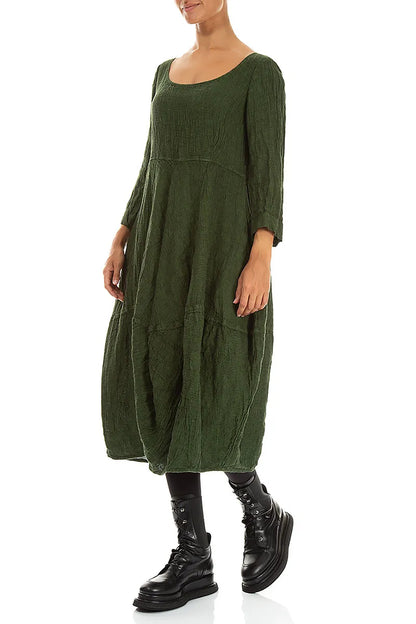 Balloon Shamrock Green Mélange Linen Dress