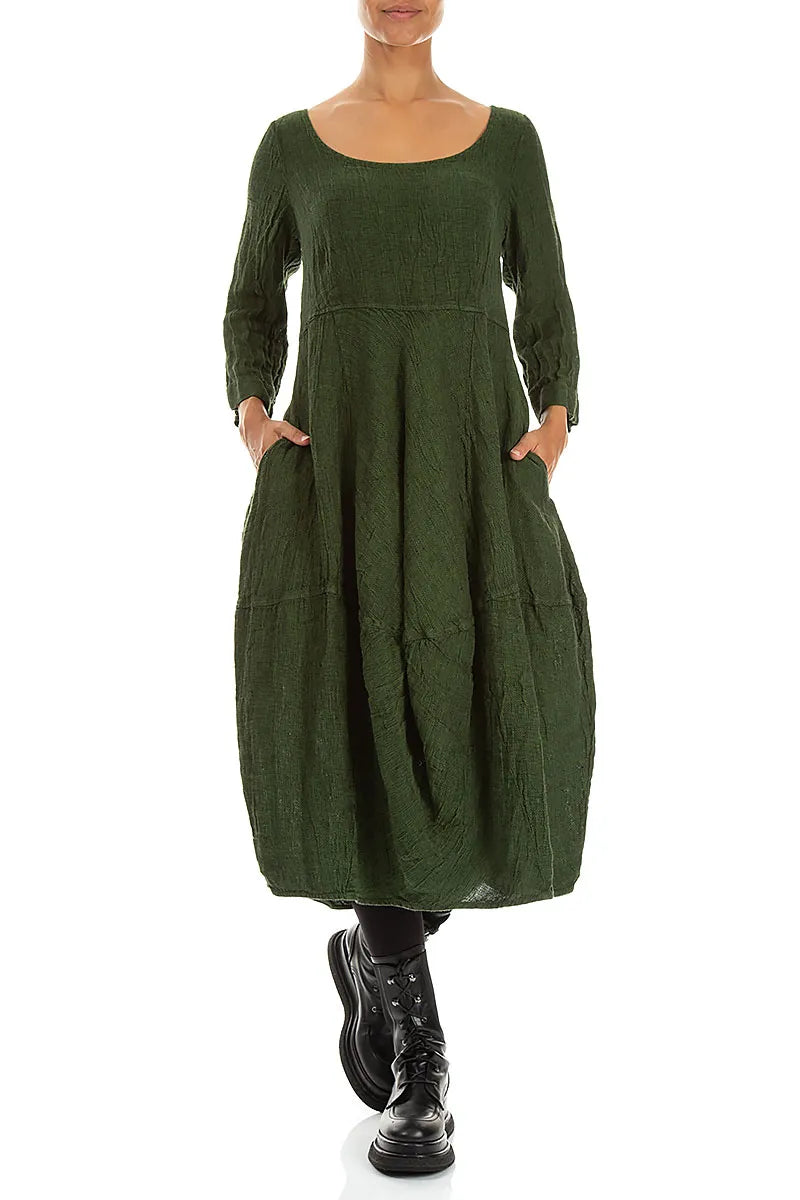 Balloon Shamrock Green Mélange Linen Dress