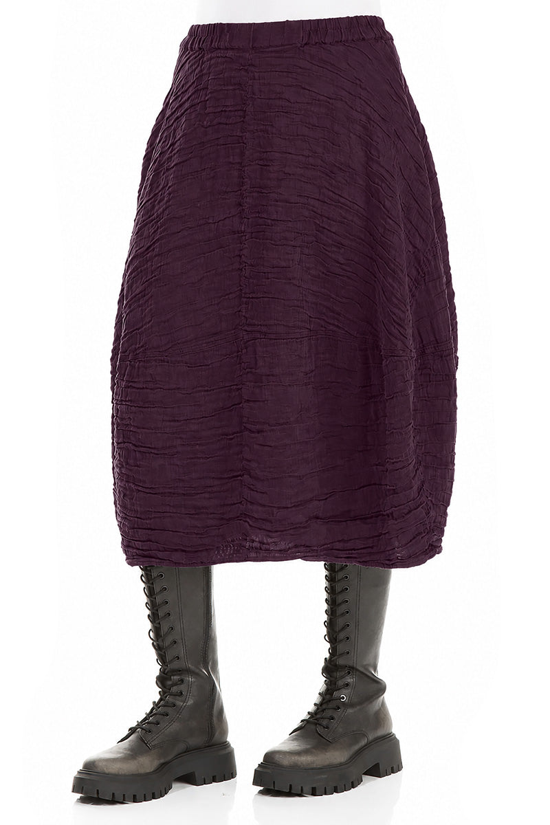 Balloon Shape Crinkled Deep Plum Silk Linen Skirt 3