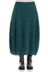 Balloon Shape Crinkled Peacock Silk Linen Skirt 1