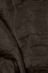 Balloon Shape Textured Forest Brown Silk Linen Skirt 5