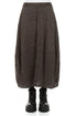 Balloon Shape Textured Forest Brown Silk Linen Skirt 1