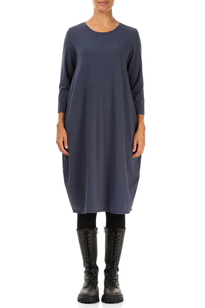 Ballonkleid aus schieferblauer Baumwolle