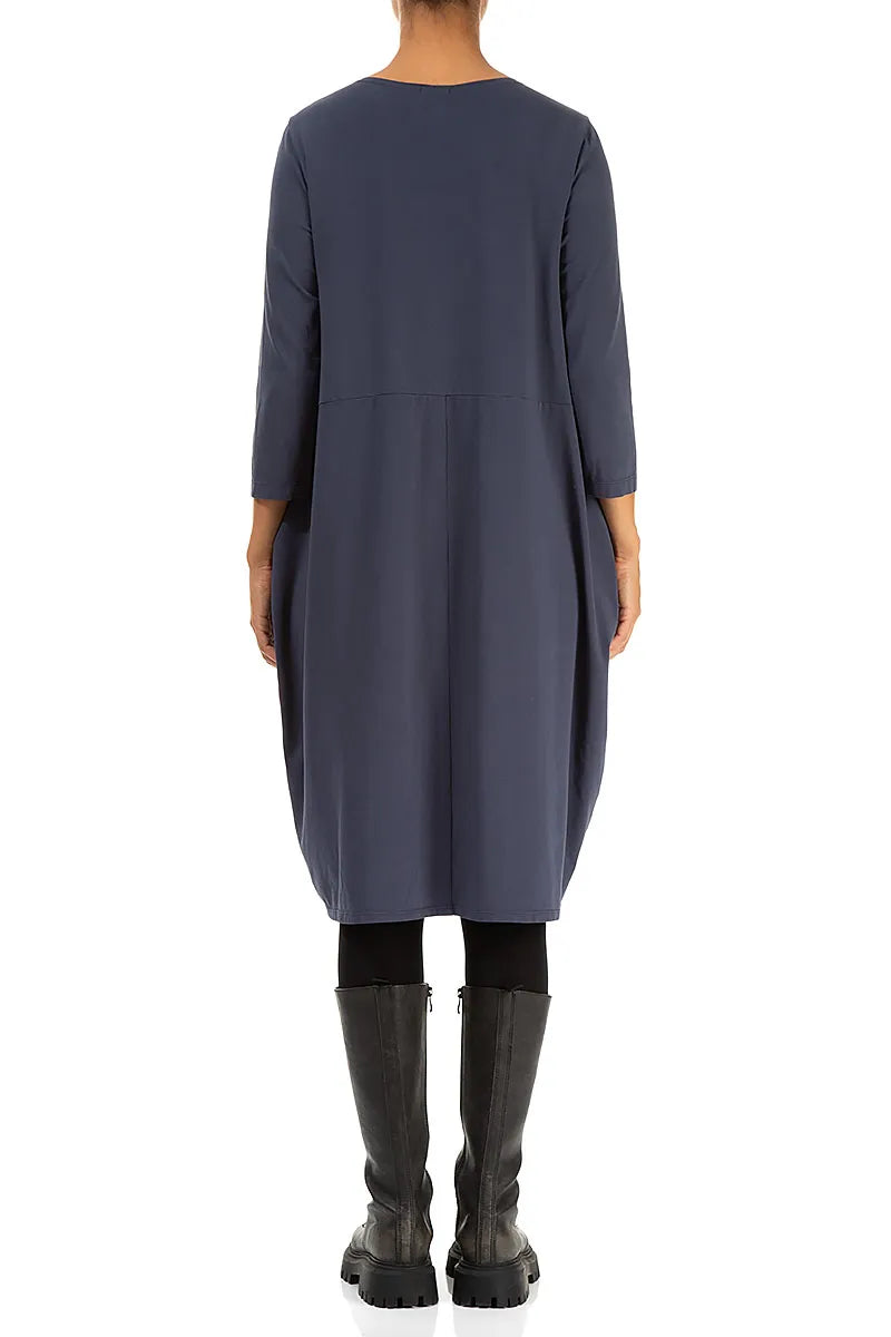 Ballonkleid aus schieferblauer Baumwolle