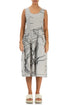 Balloon Sleeveless Printed Beige Linen Dress 1