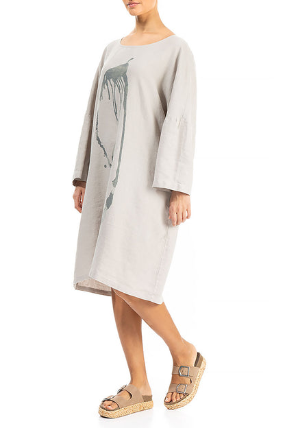 Balloon Splash Taupe Linen Tunic Dress 3