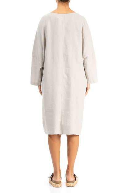 Balloon Splash Taupe Linen Tunic Dress 2