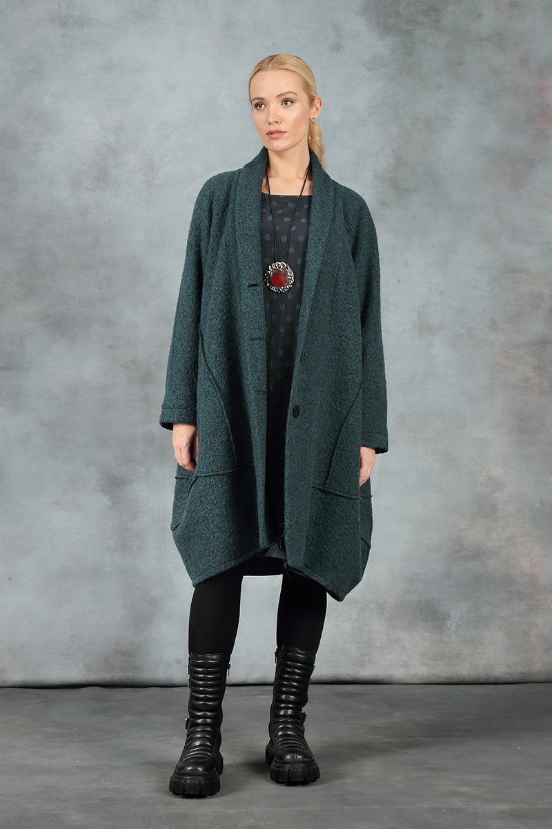 Balloon Teal Plush Wool Cotton Coat 7