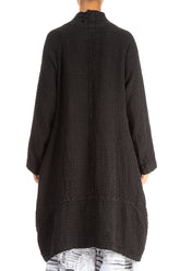 Balloon Textured Black Linen Jacket 2