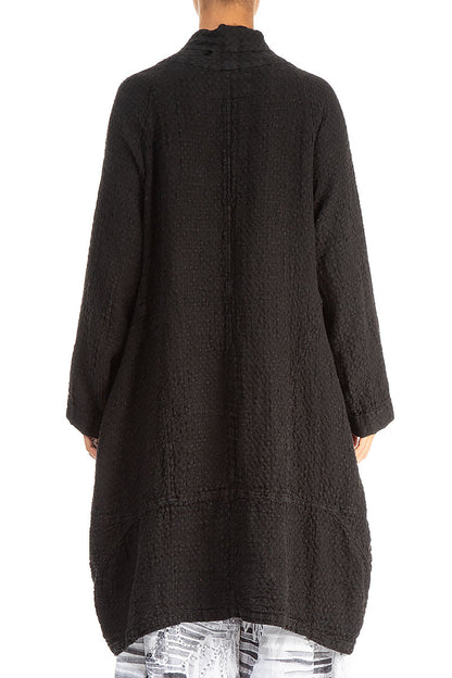 Balloon Textured Black Linen Jacket 2