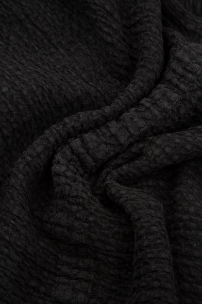 Balloon Textured Black Linen Jacket 5