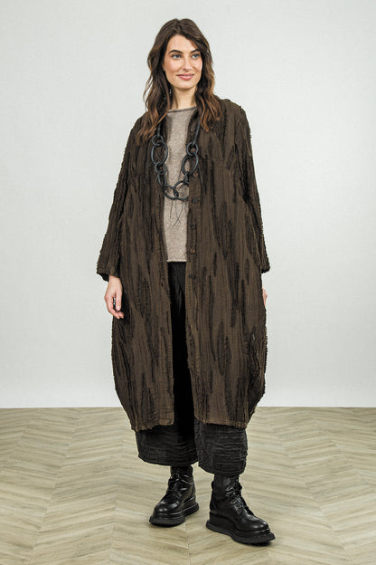 Balloon Truffle Brown Fray Weave Jacket