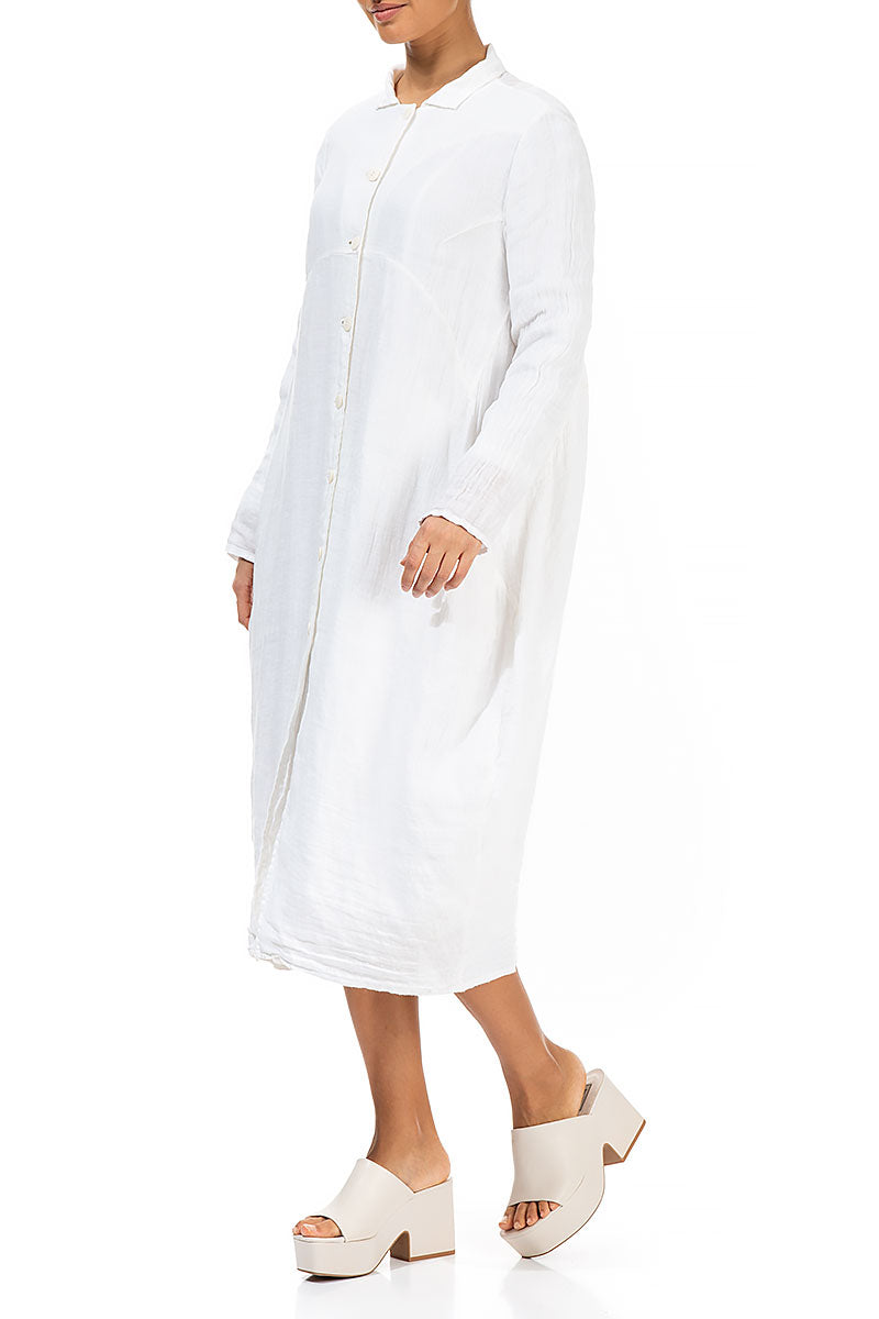 Balloon White Gauze Linen Jacket Dress 3