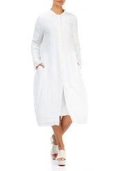 Balloon White Gauze Linen Jacket Dress 4