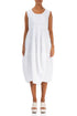 Sleeveless Balloon White Linen Dress 1