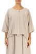 Beige Centre Placket Linen Jacket 1