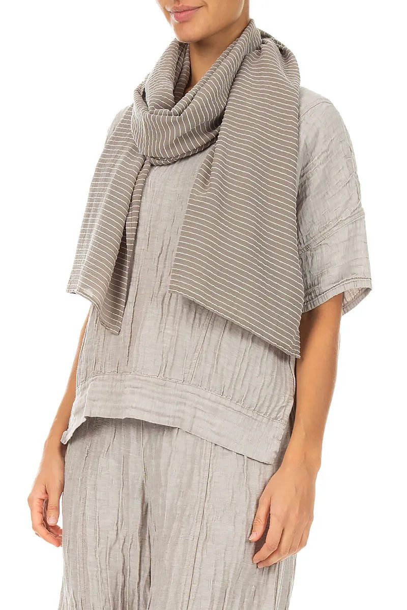 Beige Stripy Silk Viscose Scarf 3