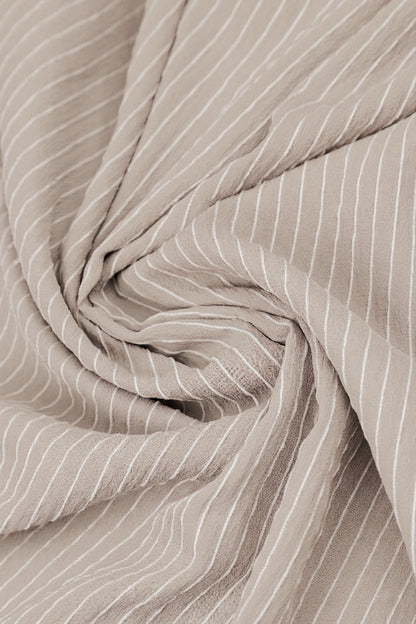 Beige Stripy Silk Viscose Scarf 4