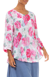 Bell Shape Peony Blossom Linen Blouse 3