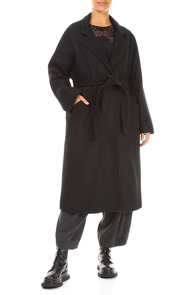 Belted Black Wool Coat 6