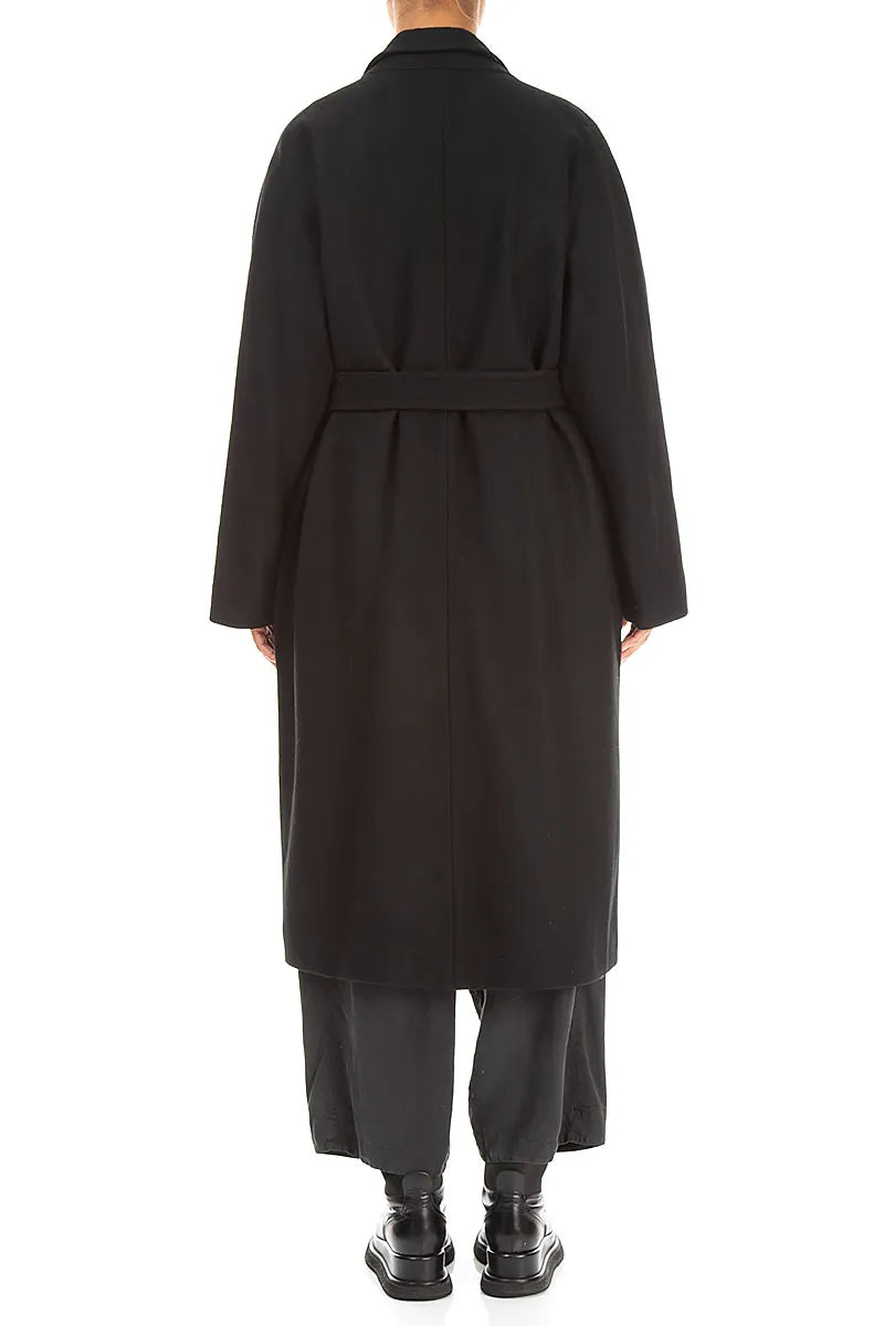 Belted Black Wool Coat 3