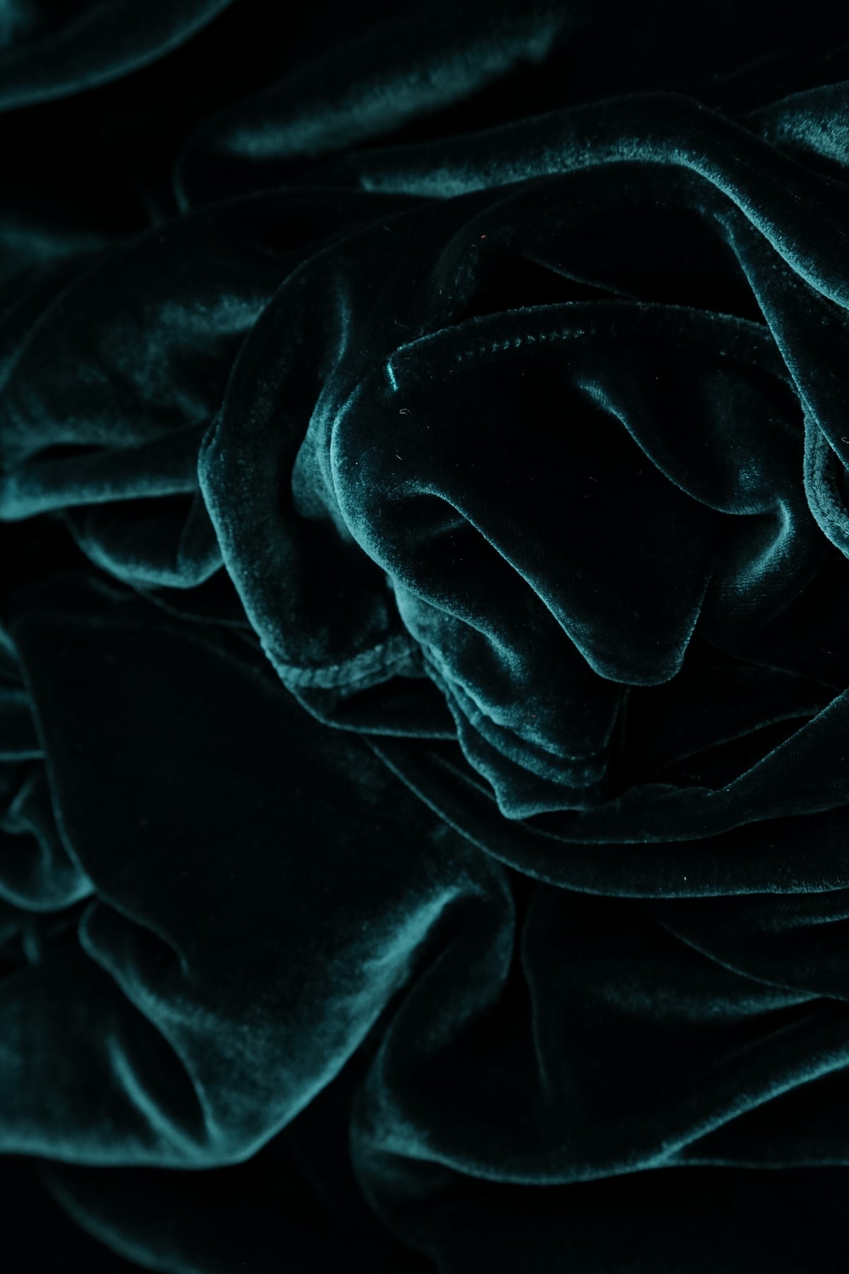 Kleid aus Seidensamt mit Bischofsärmeln und Pfauenmuster